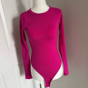 Lulu's Fuchsia Long Sleeve Bodysuit